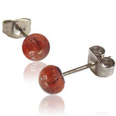 Pair of 6mm Organic Red Tamarind Wood Ball Earring Studs